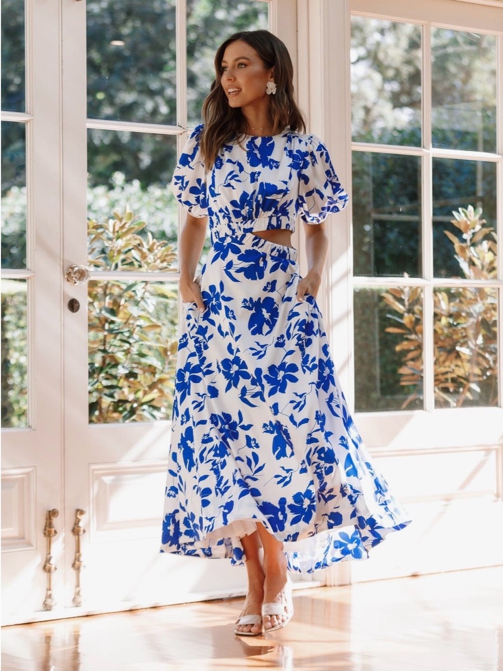 Petal & Pup Aminah Puff Sleeve Maxi Dress size large